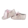 Ballerina culla in pelle con fiocco in raso