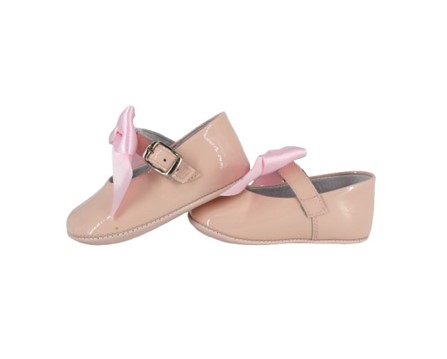 Ballerina culla in vernice con fiocco in raso