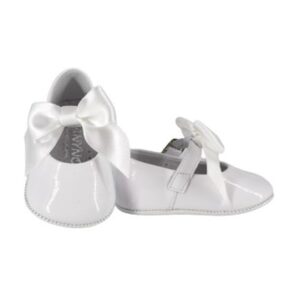 Ballerina culla in vernice con fiocco in raso