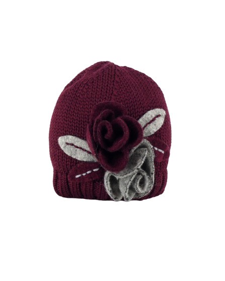 Cappello con fiori in lana cotta e collo