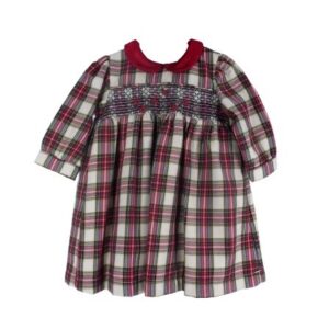 Vestito tartan con colletto in velluto
