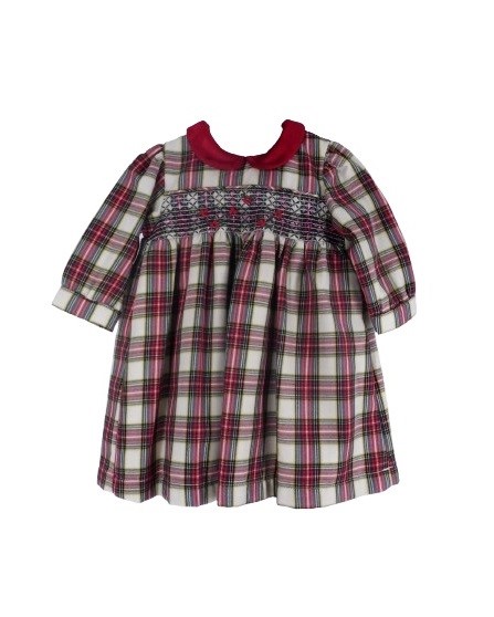 Vestito tartan con colletto in velluto