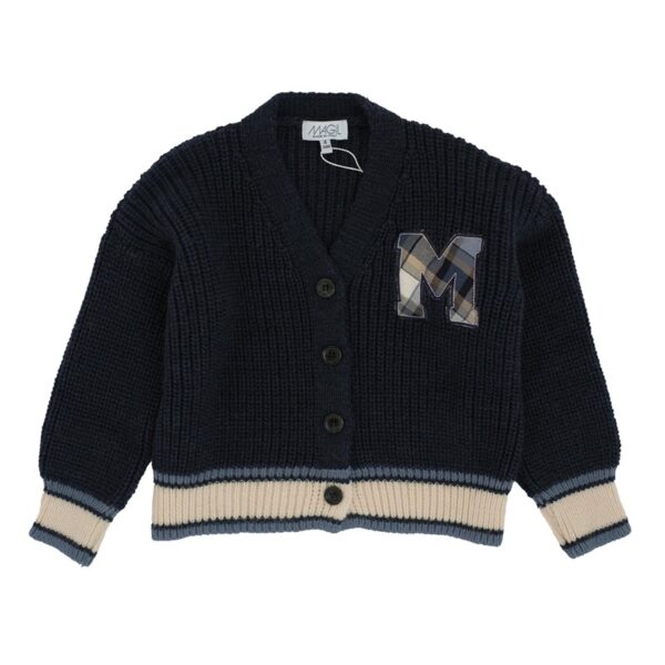 Completo cardigan, camicia e gonna a quadri