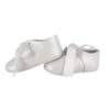Ballerina culla in pelle con fiocco in raso