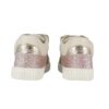 Sneaker primo passo in pelle e glitter con lacci e velcro