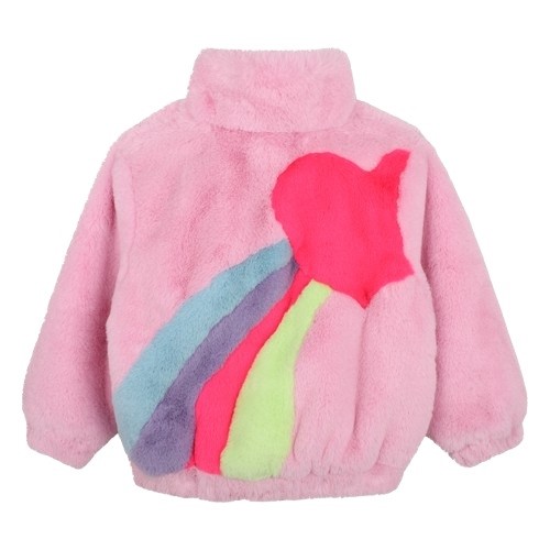 Giubbotto in eco pelliccia con cuore sul retro