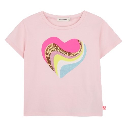 T-shirt mezza manica con stampa e paillettes