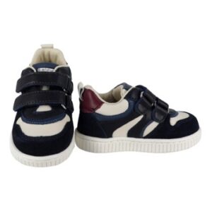 Sneaker primo passo in pelle e camoscio con velcro