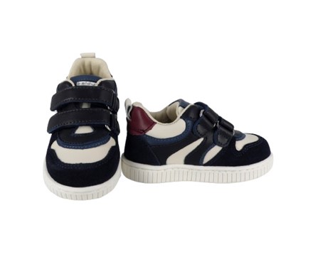 Sneaker primo passo in pelle e camoscio con velcro