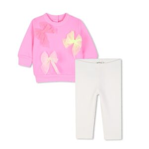 Completo felpa con fiocchi in tulle e leggings