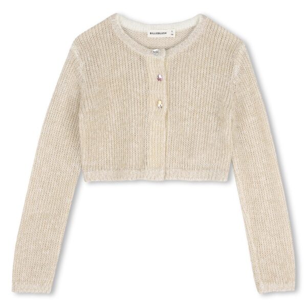 Cardigan corto in maglia metallizzata