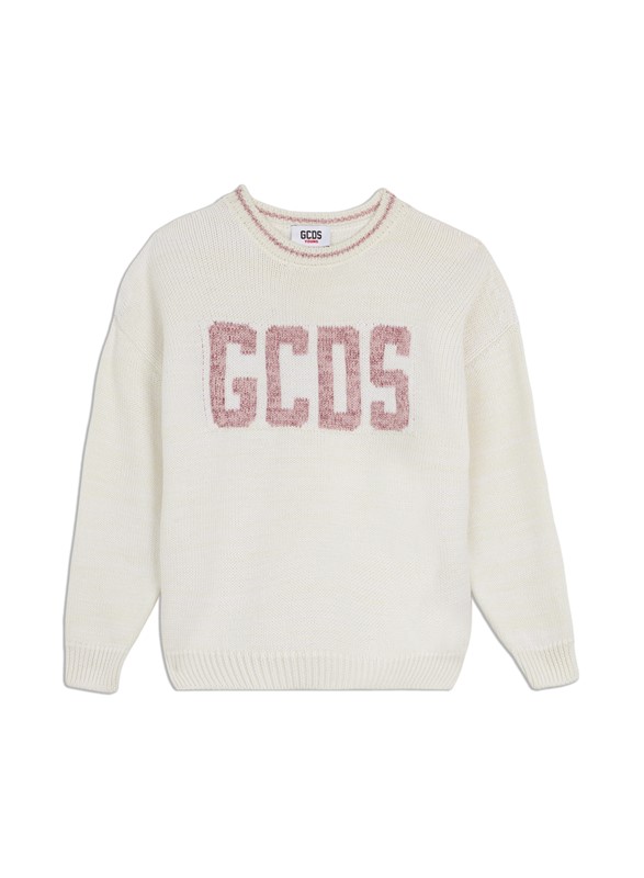 Maglione in lana con logo metallizzato