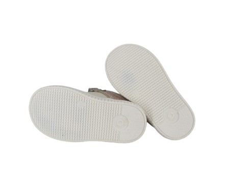 Sneaker primo passo in pelle e glitter con lacci e velcro