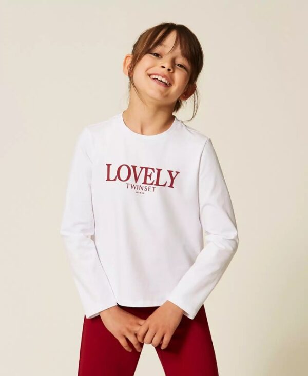 T-shirt in jersey con stampa logo