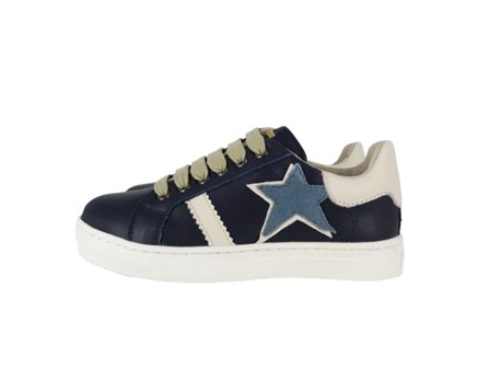 Sneaker in pelle con lacci e zip