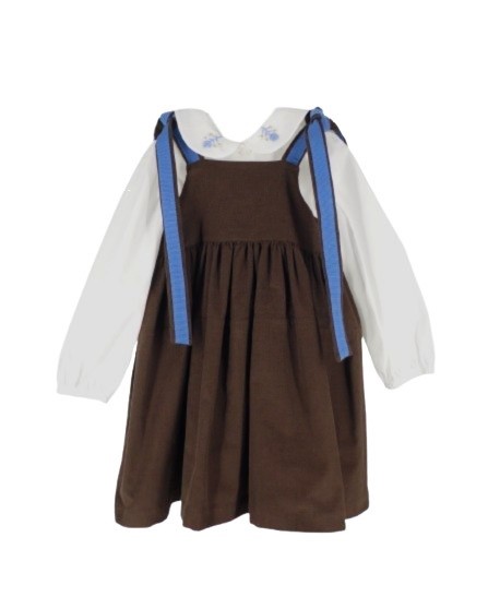 6A7F2883815DA408E35BB06A3E81EFDE_ Completo camicia con ricami e salopette in velluto
