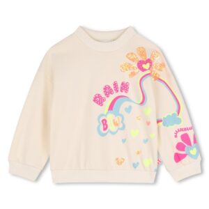 Felpa con stampa paillettes e glitter
