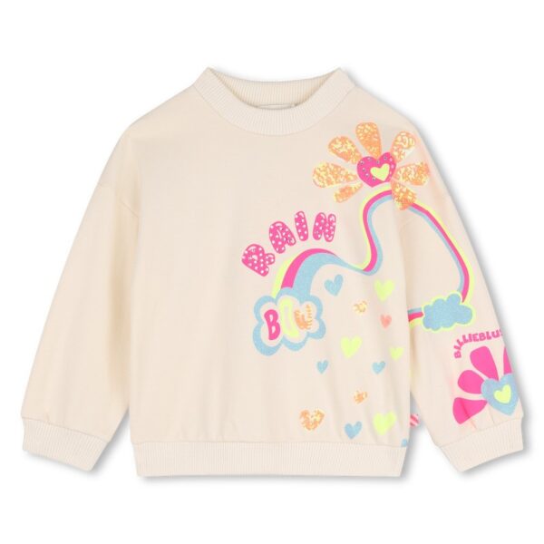 Felpa con stampa paillettes e glitter