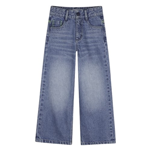 Pantalon denim con patch ricamato sul retro