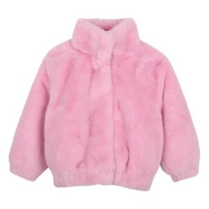 Giubbotto in eco pelliccia con cuore sul retro