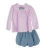 Completo camicia con fiorellini ricamati e coulotte