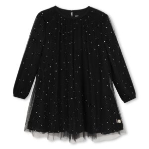 Vestito plissettato con tulle e strass