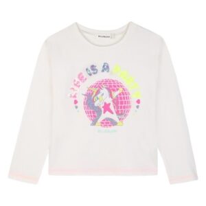T-shirt manica lunga con paillettes e glitter