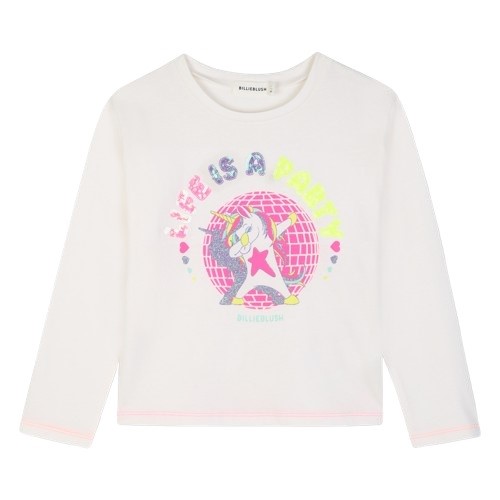 T-shirt manica lunga con paillettes e glitter