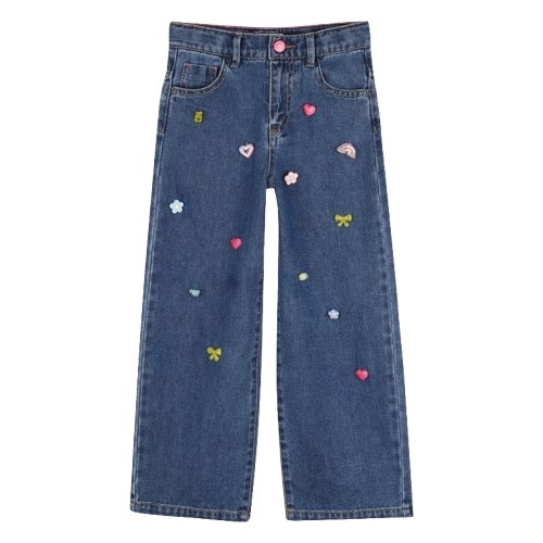 Pantalone in denim con applicazioni