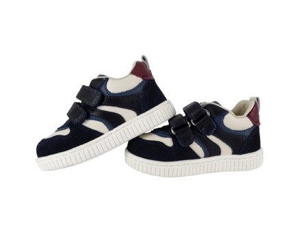 Sneaker primo passo in pelle e camoscio con velcro