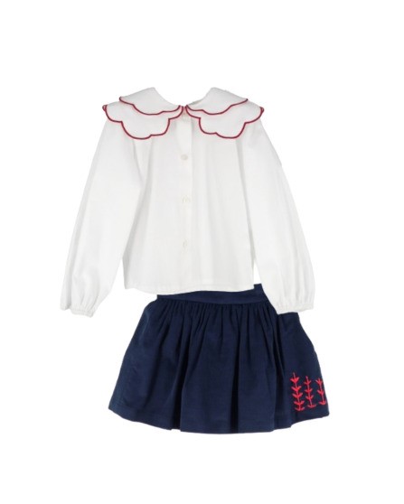 CCBF7A6B5BBF9BBE239C5EB63C3A55A3_ Completo camicia con colletto ondulato e gonna in velluto