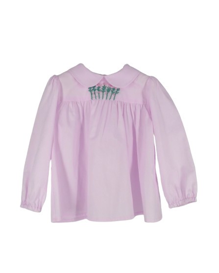 Completo camicia con fiorellini ricamati e coulotte