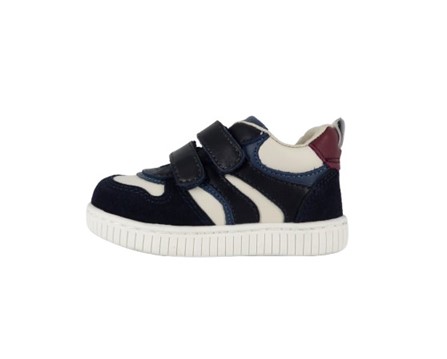 Sneaker primo passo in pelle e camoscio con velcro