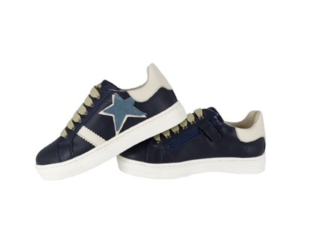 Sneaker in pelle con lacci e zip