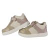 Sneaker primo passo in pelle e glitter con lacci e velcro
