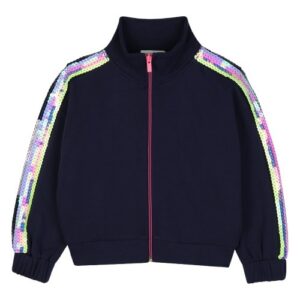 Felpa con zip e paillettes sulle maniche