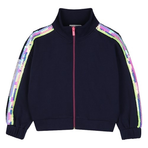 Felpa con zip e paillettes sulle maniche