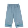 Completo camicia e pantalone con fiori ricamati