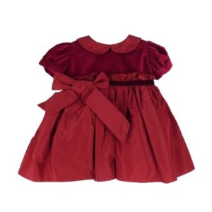 Vestito in velluto e taffeta' con fiocco