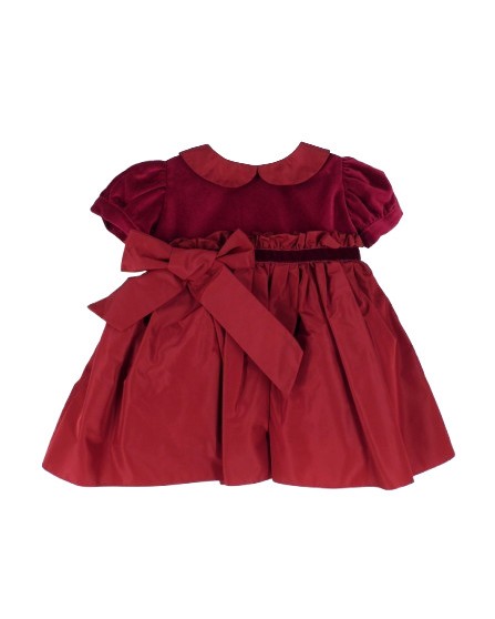 Vestito in velluto e taffeta' con fiocco