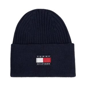 Cappello a costine con risvolto e logo