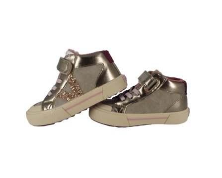 Sneaker alta in eco pelle metallizzata con velcro e lacci