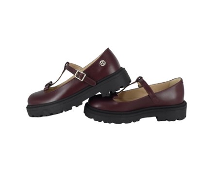 Ballerina in pelle con fiocchetto e fibbia