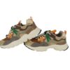 Sneaker in tessuto ed eco pelle con lacci elastici