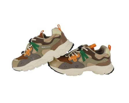 Sneaker in tessuto ed eco pelle con lacci elastici