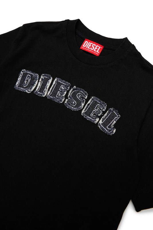 T-shirt con logo in denim