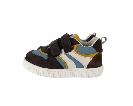 Sneaker primo passo in pelle e camoscio con velcro