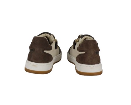Sneaker in pelle e camoscio con lacci e zip