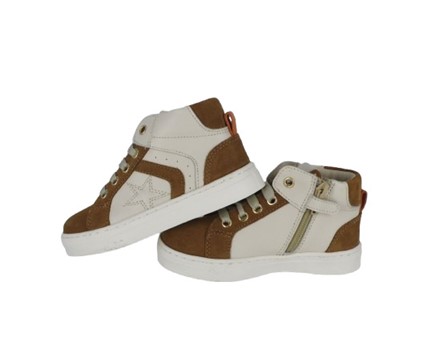 Sneaker alta in pelle e camoscio con lacci