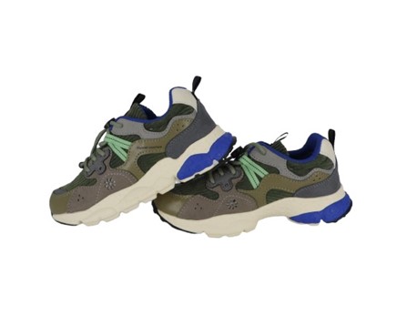 Sneaker in tessuto ed eco pelle con lacci elastici